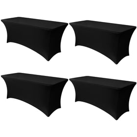 Obstal 6ft stretch table cover setup on a banquet table for a clean, polished look.