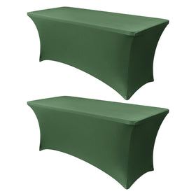 Obstal 6ft table cover in blackish green on a folding table for elegant events.