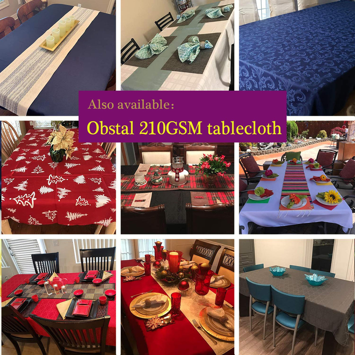 Obstal durable polyester navy tablecloth protects table during events
