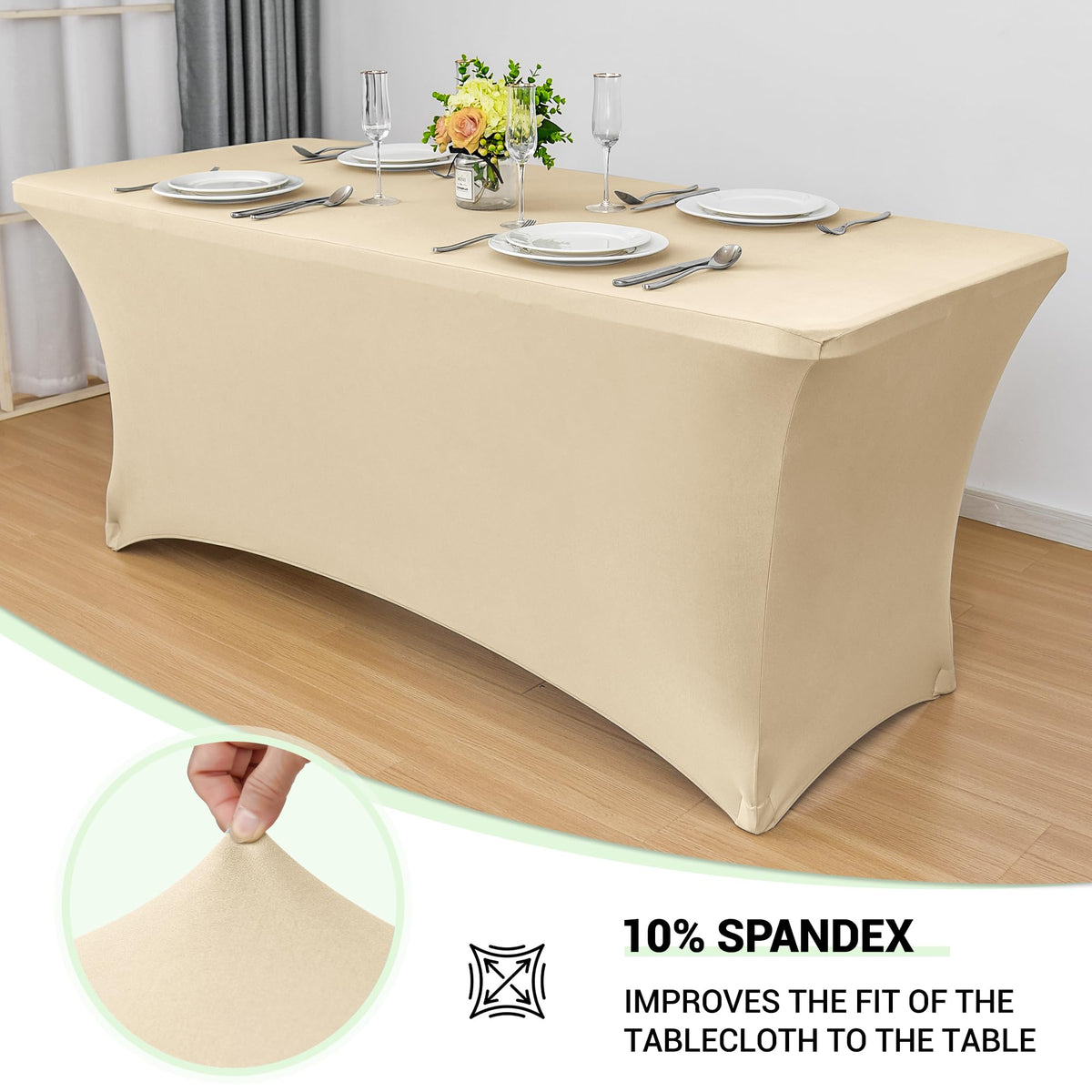 Obstal elastic leg pockets ensure secure fit on folding banquet legs.