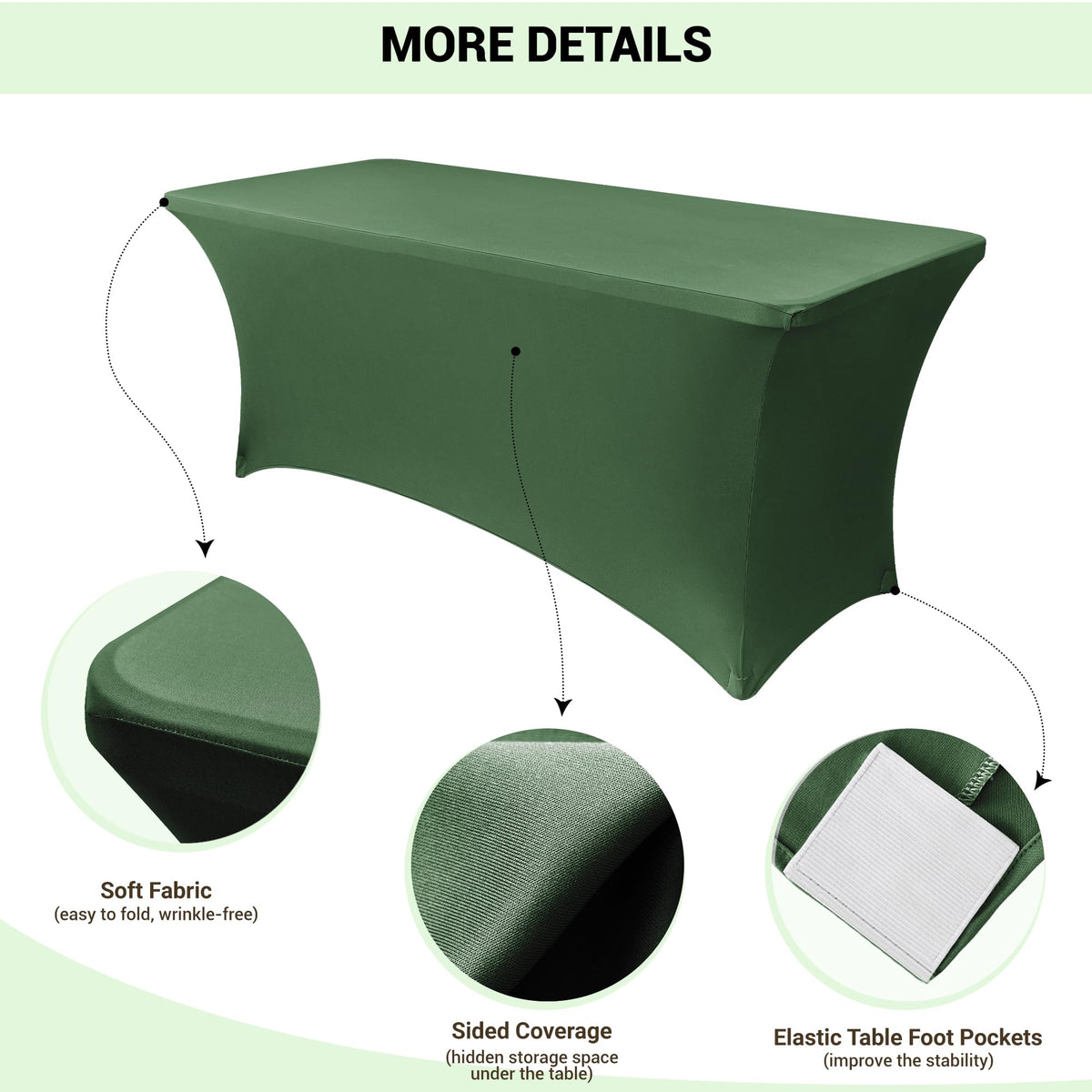 Obstal elastic leg pockets secure banquet table legs for a tidy look.