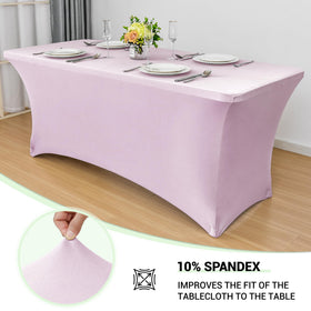 Obstal light pink stretch table cover fabric close-up highlighting texture