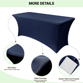 Obstal navy spandex tablecloth delivering wrinkle-resistant banquet coverage