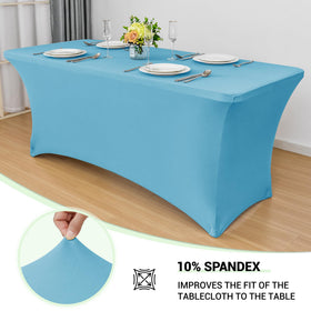 Obstal rectangular tablecloth with elastic leg pockets securing the legs