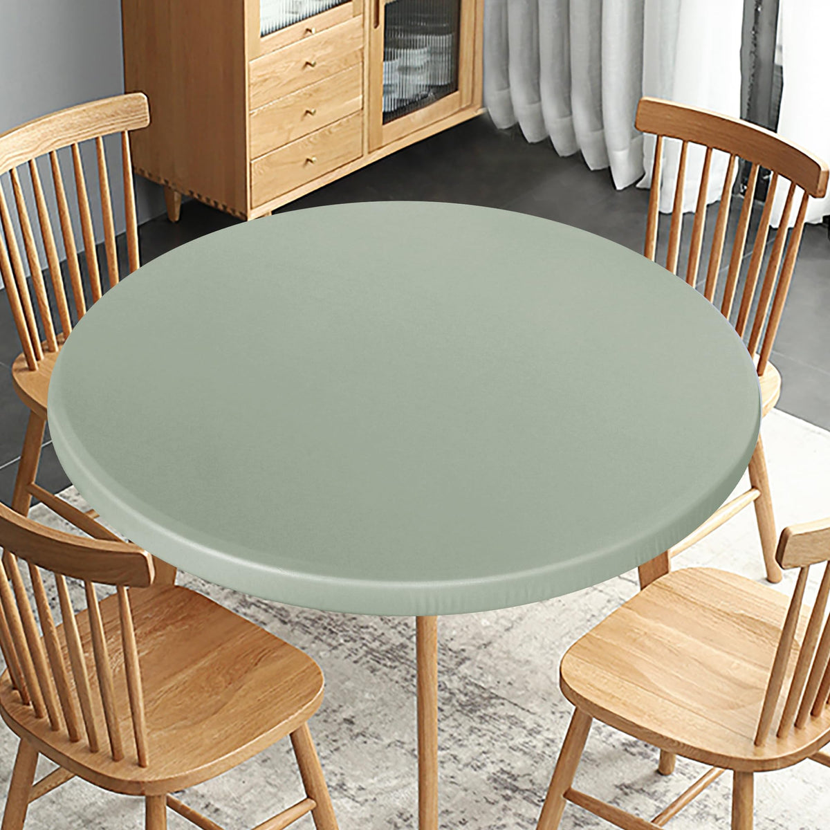 Obstal Sage Green round table cloth suitable for indoor and outdoor use.