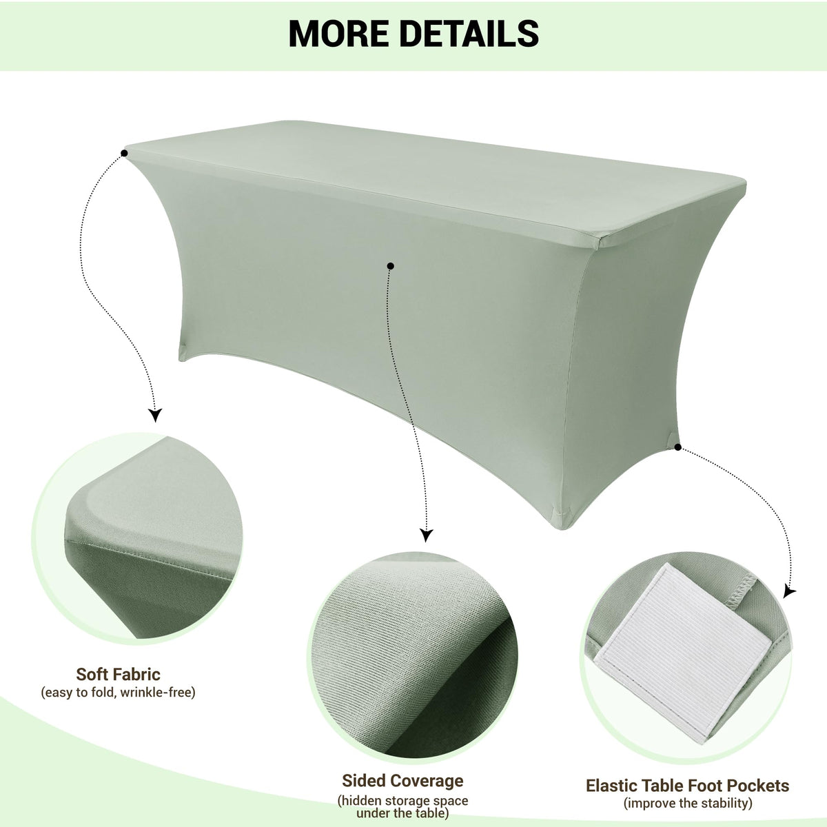 Wedding reception setup featuring Obstal sage green tablecloth