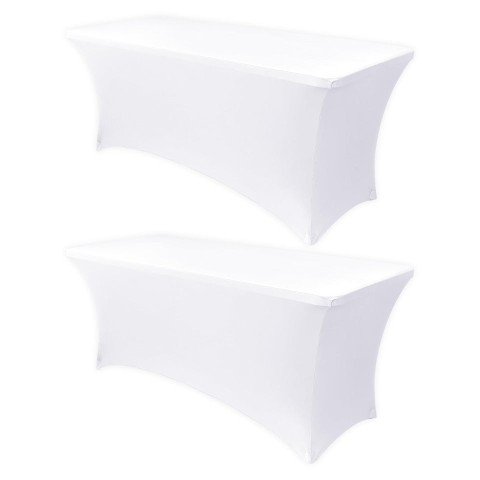 Obstal stretch table cover 4ft white drape fits folding tables with a crisp, neat look