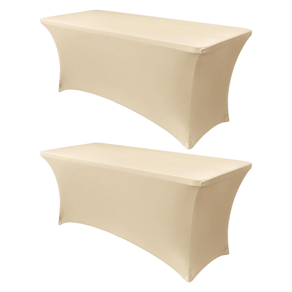 Obstal stretch table cover on banquet table for a sleek, wrinkle-free look.