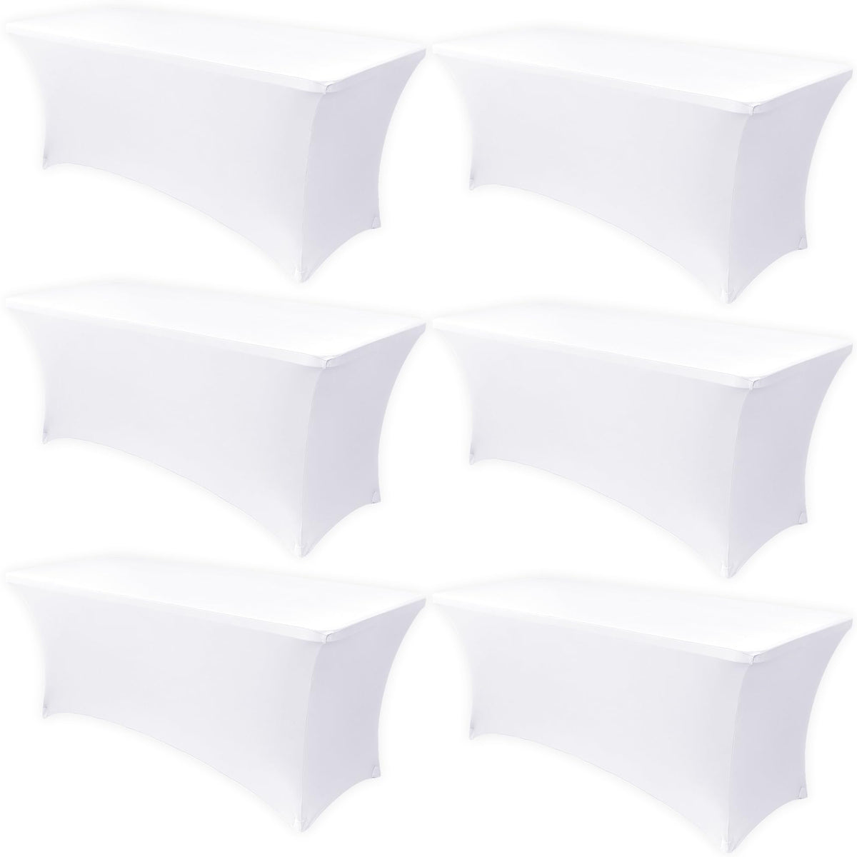 Obstal stretch table cover on a 6-foot table adds wrinkle-free elegance.