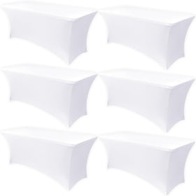 Obstal stretch table cover on a 6-foot table adds wrinkle-free elegance.