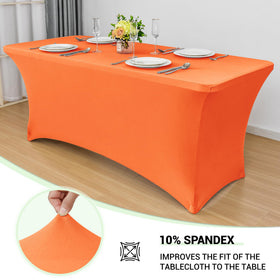 Obstal stretch table cover with leg pockets secures banquet table legs.