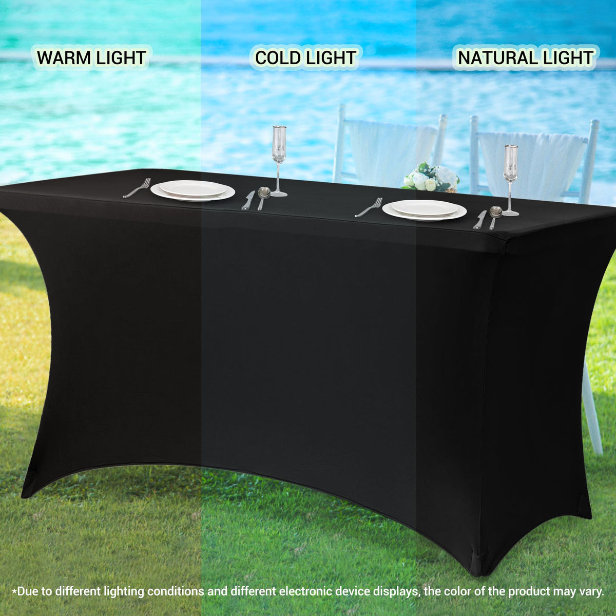 Obstal table cover fits standard banquet tables for versatile use