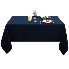 Obstal navy tablecloth showing water and oil resistance for outdoor use