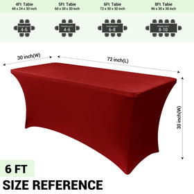 Obstal red table cover with stain and wrinkle-resistant finish.
