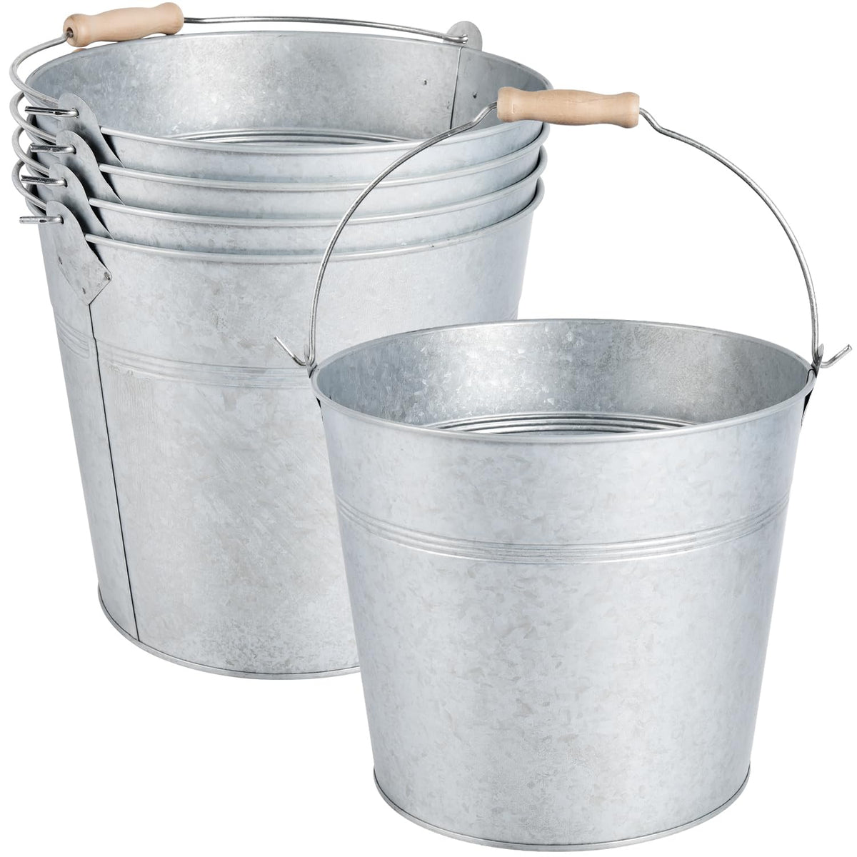 OBTANIM 4-pack galvanized buckets shown for sturdy home storage and party display