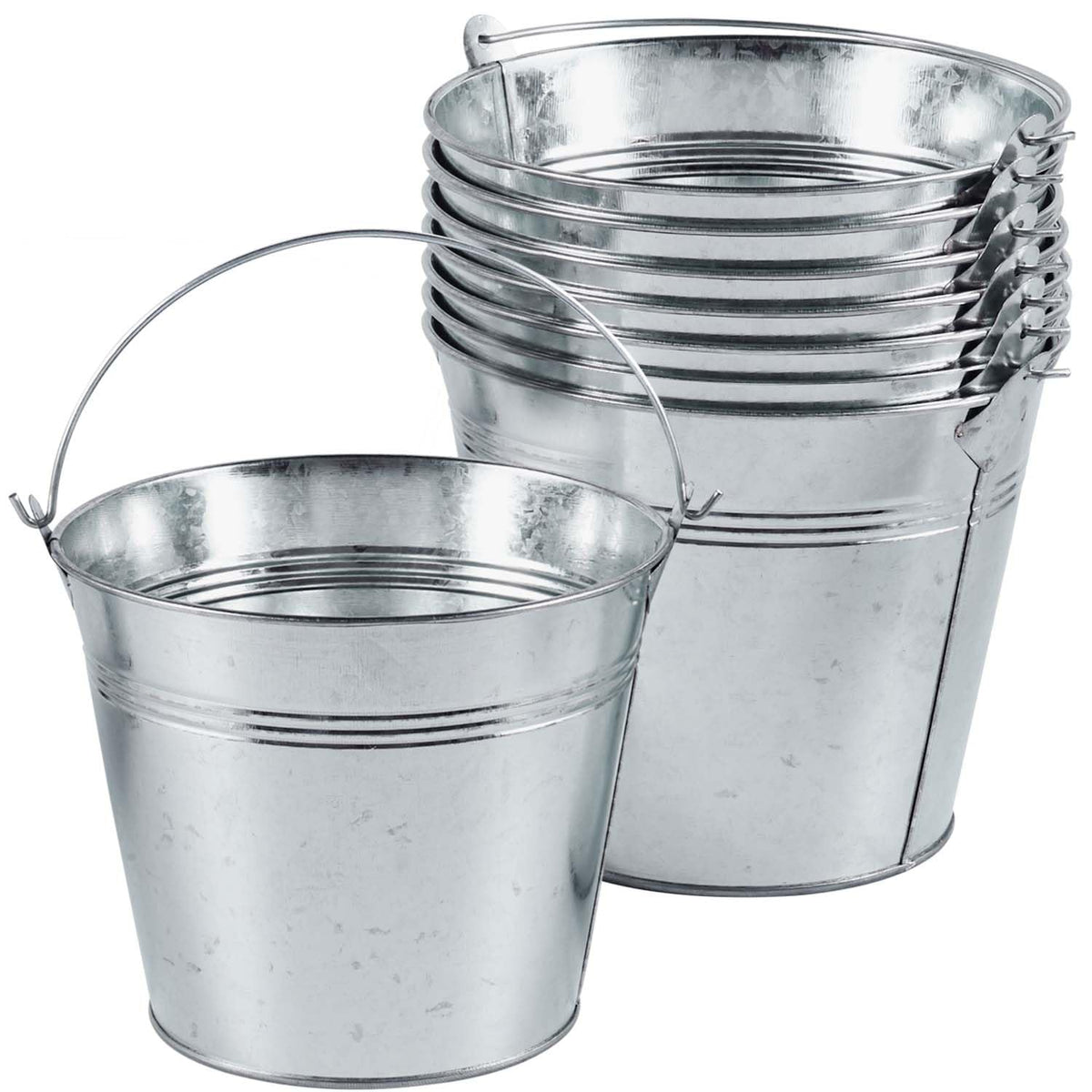OBTANIM galvanized bucket with handle for rustic decor and storage