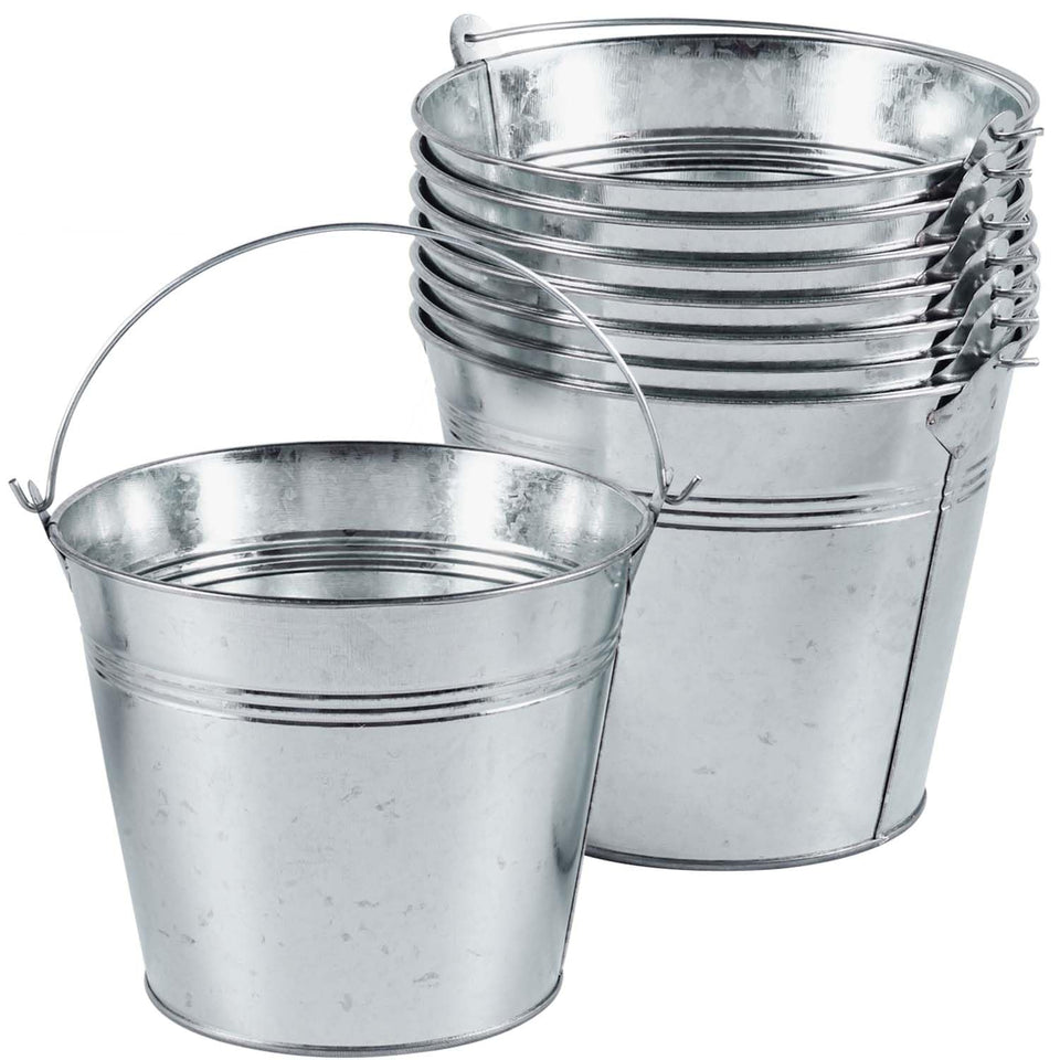 OBTANIM galvanized bucket with handle for rustic decor and storage