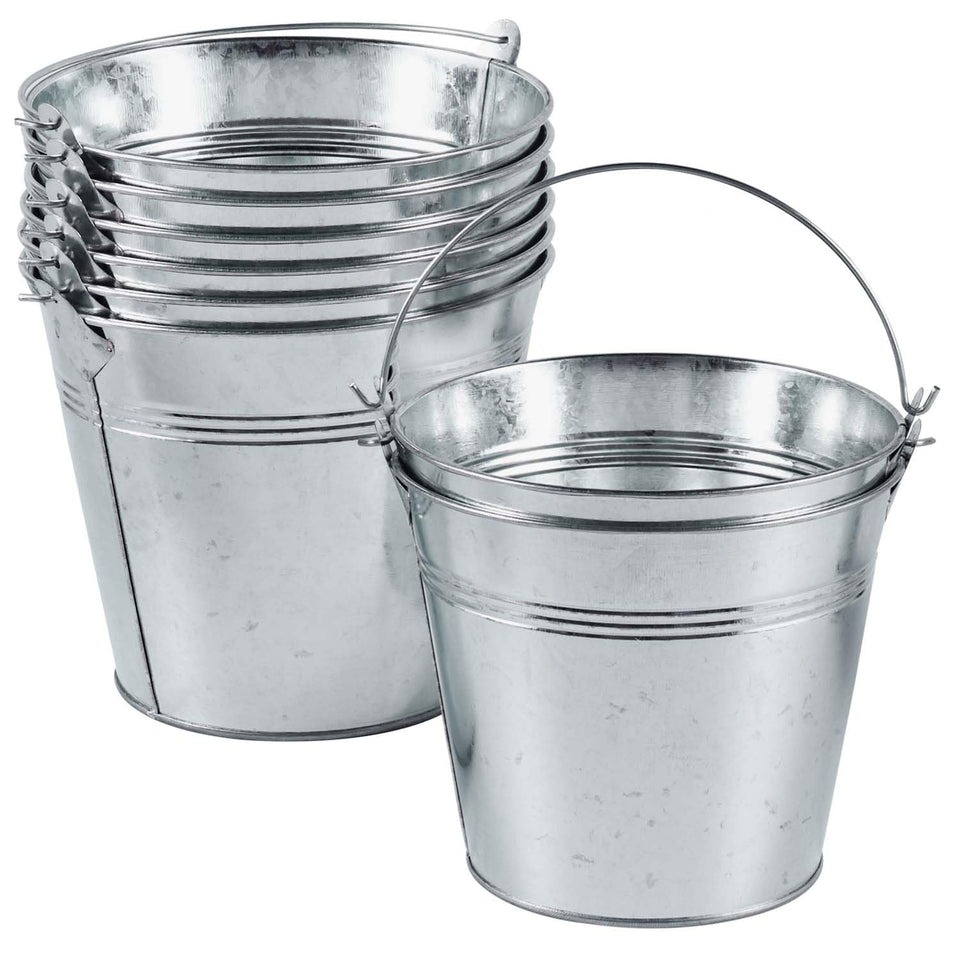 OBTANIM 8-pack galvanized bucket with handle shown for versatile storage and decor