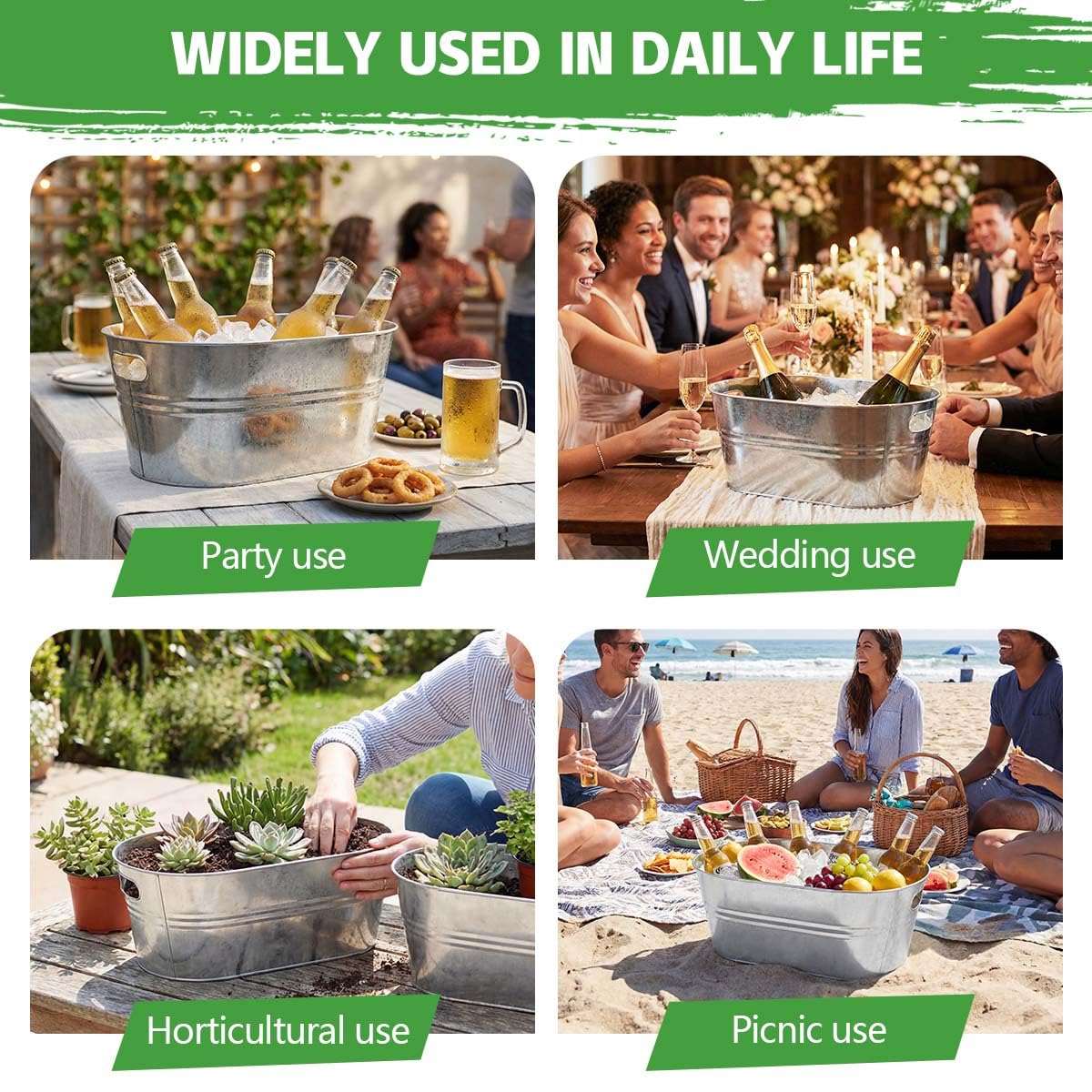 OBTANIM bathroom storage or plant pot use with galvanized tub versatility