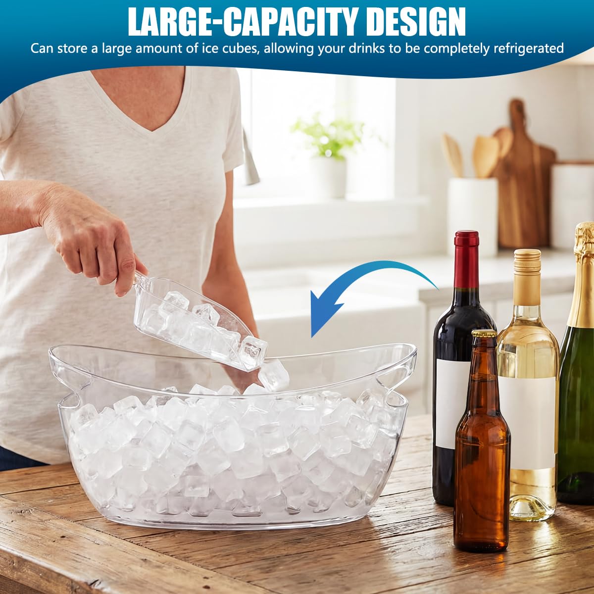 OBTANIM clear acrylic ice bucket 5L capacity ideal for wine and beer bottles