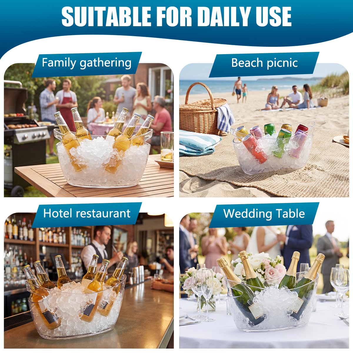 OBTANIM clear acrylic ice bucket doubles as decorative planter or storage