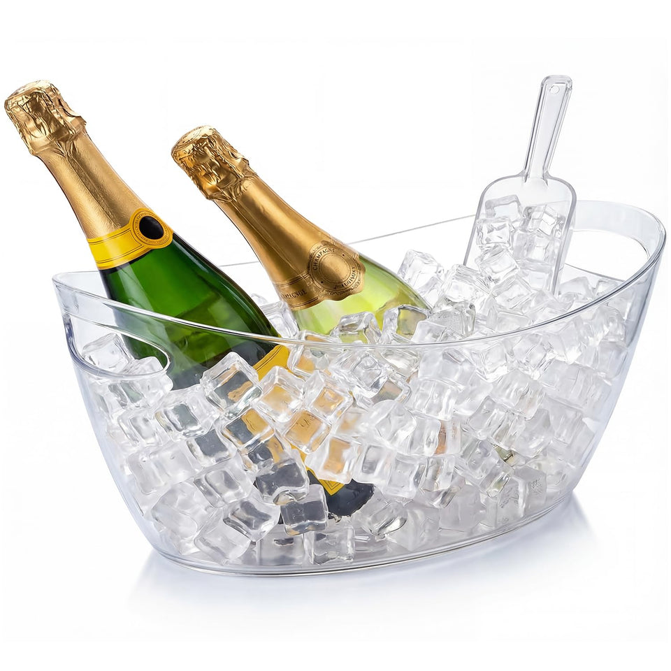 OBTANIM clear acrylic ice bucket top view shows ample 5L capacity for parties