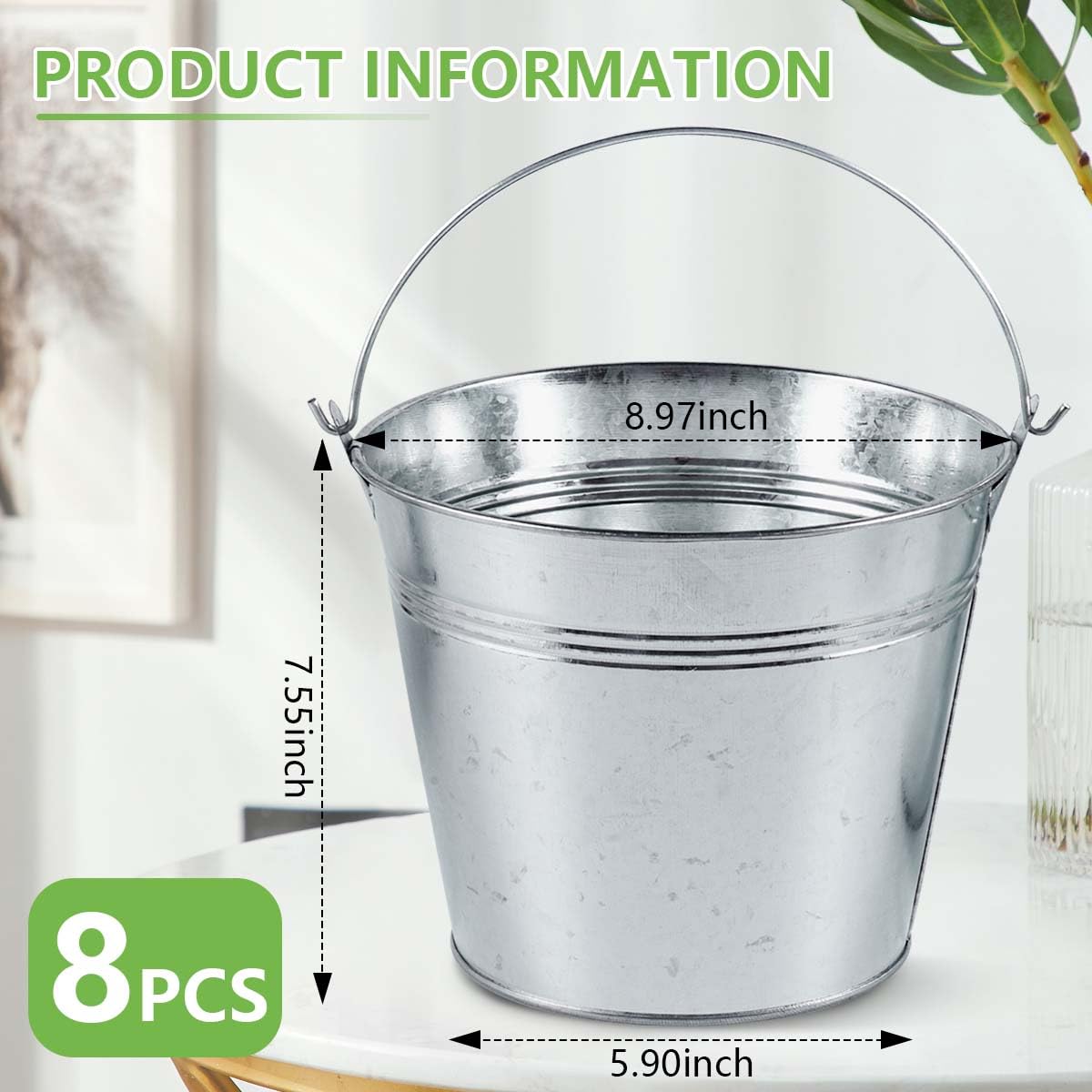 OBTANIM galvanized plant-display buckets show rustic charm and durable storage.