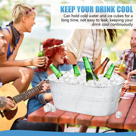 OBTANIM galvanized metal cooler holding ice for long-lasting chill.