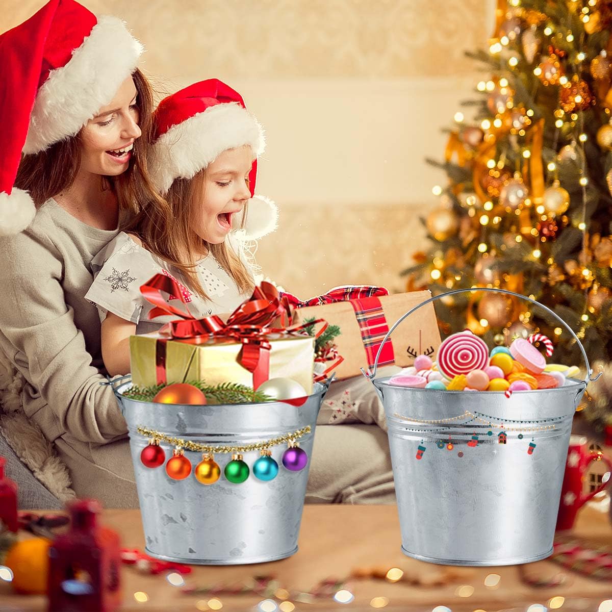 OBTANIM home decor buckets add vintage charm to shelves and tables.
