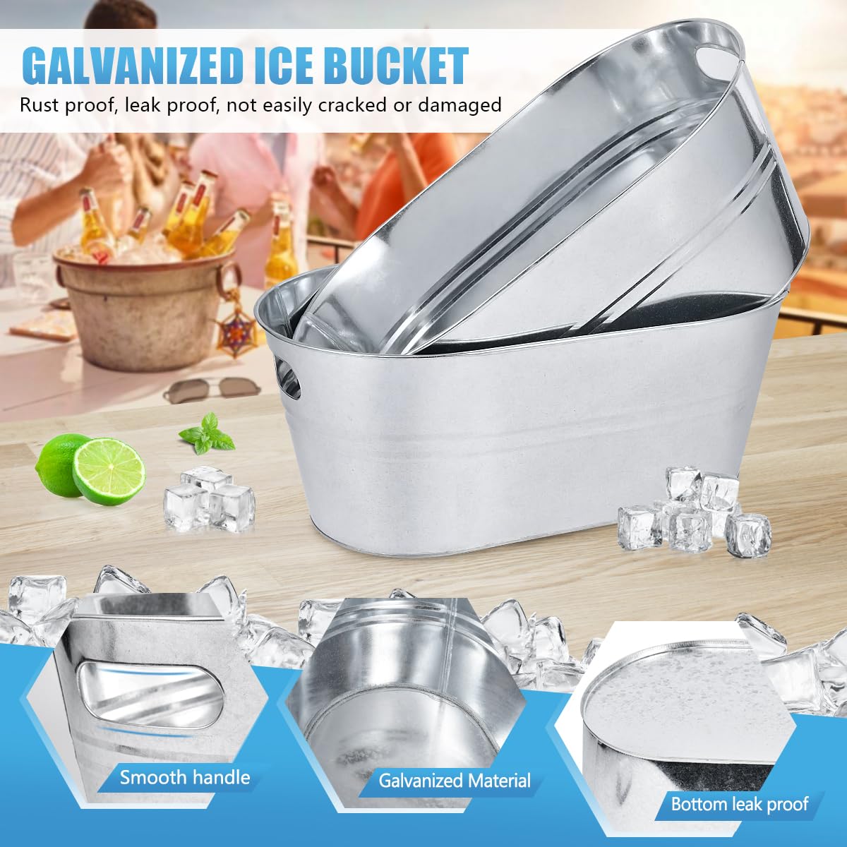 OBTANIM ice bucket with bottles inside keeps drinks cold.