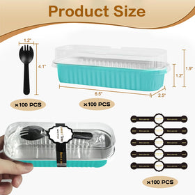 OBXMLFY mini cake pans with lids and spoons blue in oven demonstrating heat-safe design