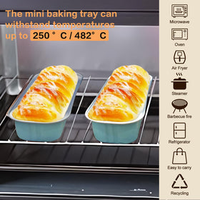 OBXMLFY mini loaf pans blue display highlighting elegant presentation