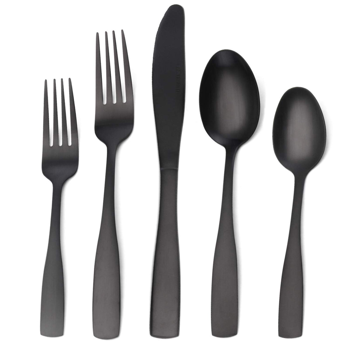 O.C.E. matte-black silverware set on dining table with versatile everyday dining