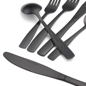 O.C.E. matte-black silverware set is dishwasher safe for easy cleanup