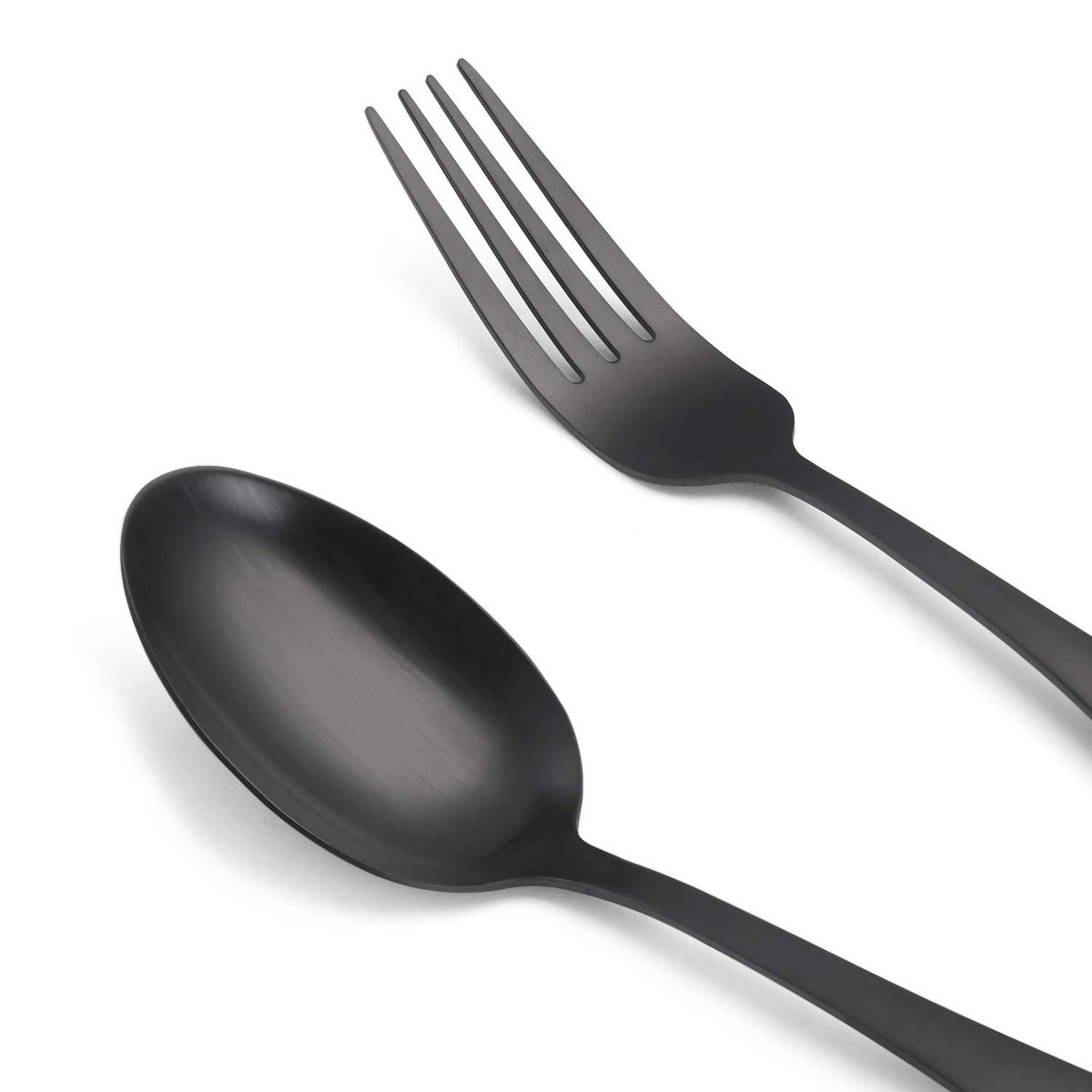 O.C.E. matte-black silverware set with ergonomic handle design for comfortable grip