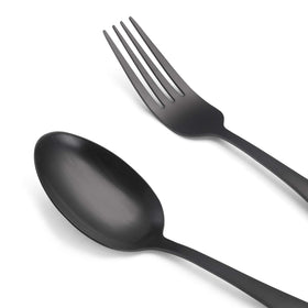 O.C.E. matte-black silverware set with ergonomic handle design for comfortable grip