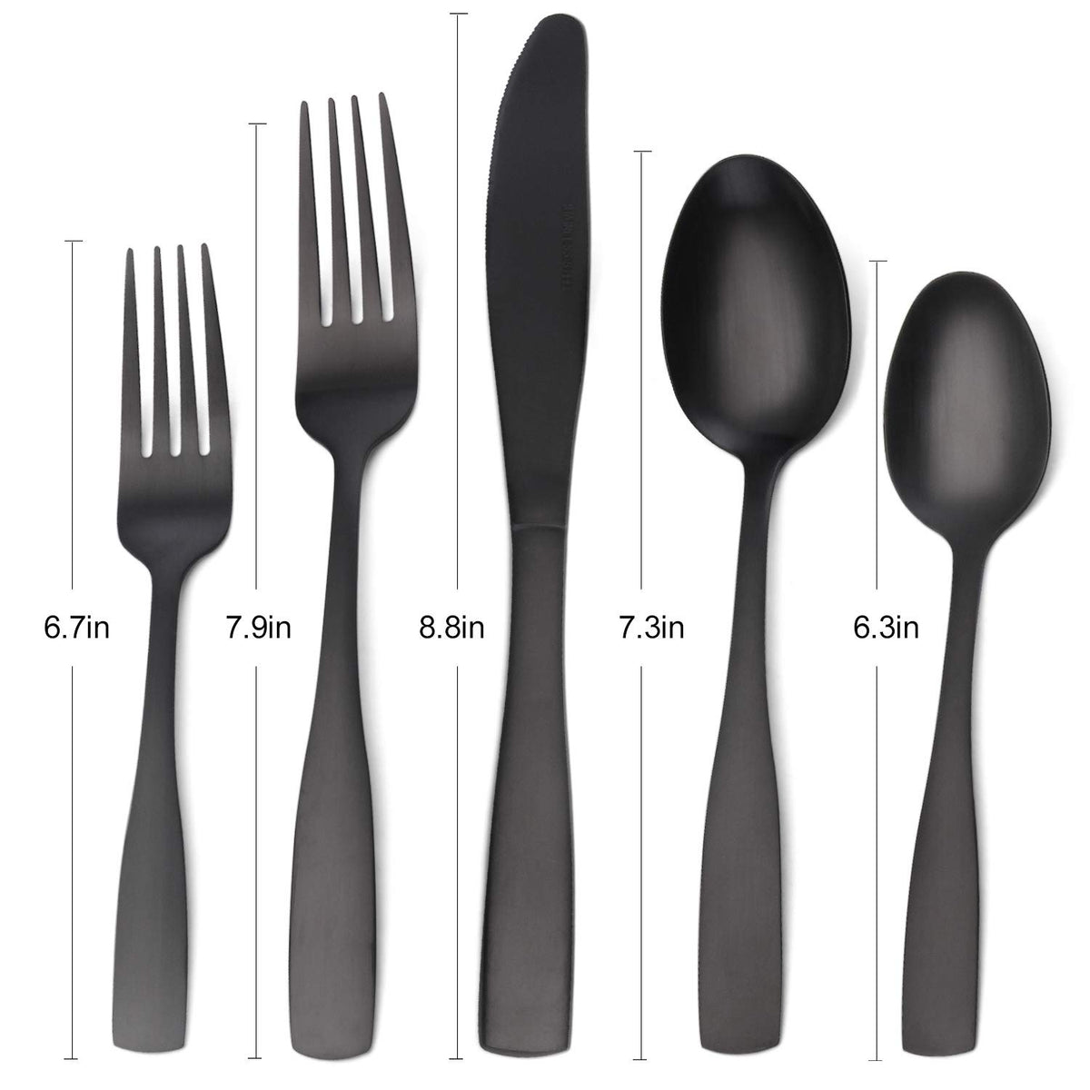 O.C.E. matte-black service-for-4 silverware set ready for family meals