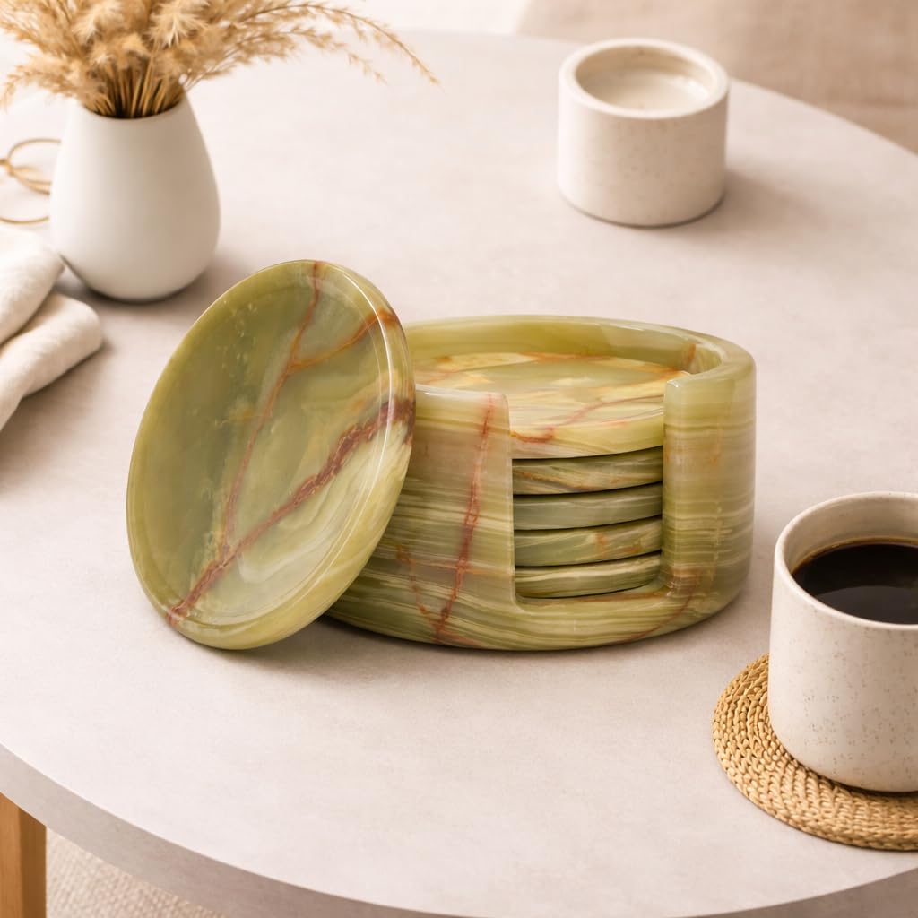 OceanicX polished marble coasters blend with contemporary or traditional interiors.