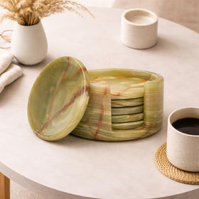 OceanicX polished marble coasters blend with contemporary or traditional interiors.