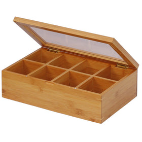 Oceanstar bamboo tea box with natural finish and compartments for organized tea storage.