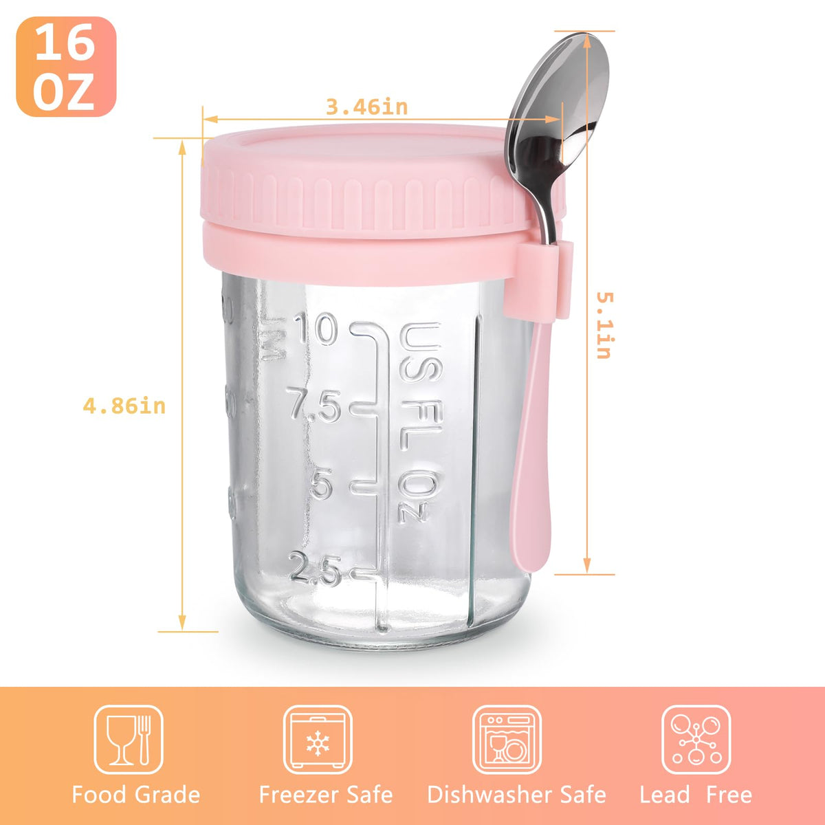 OcePor 16oz glass jar with airtight seal keeps ingredients fresh.