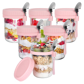 OcePor pink-lid overnight oats jar for fresh, portable meals.