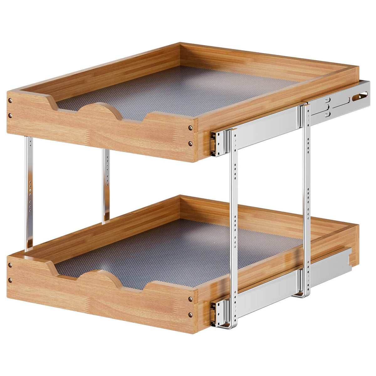 OCG 2-tier pull-out cabinet organizer with full-extension glide for cookware.