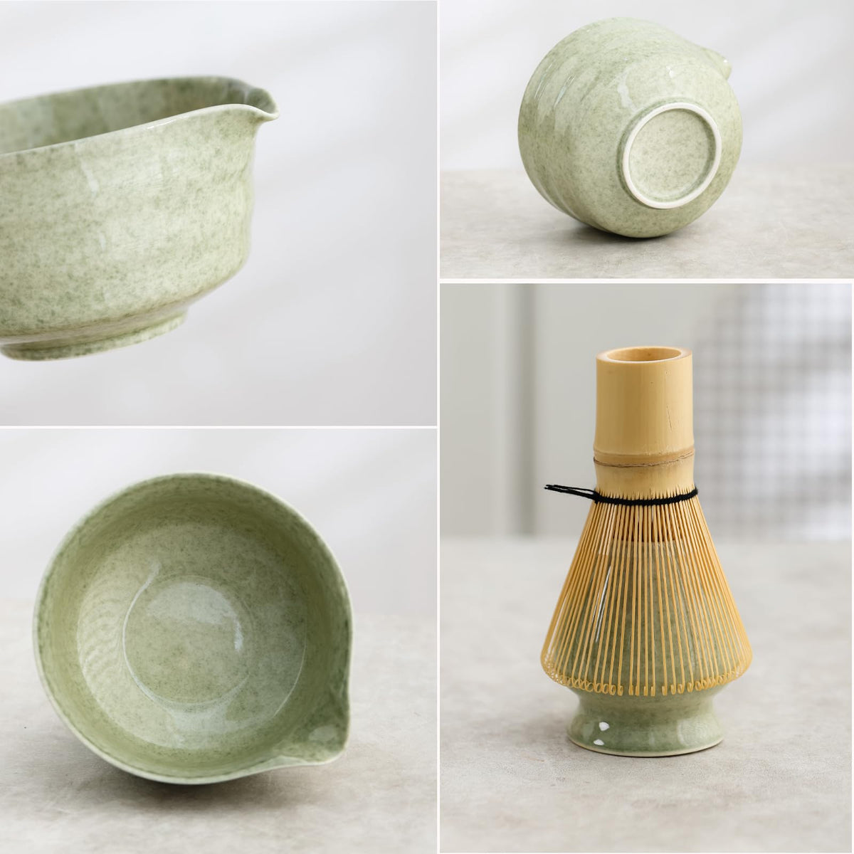 Ochcahser bamboo matcha scoop for precise measure and elegant tea preparation.