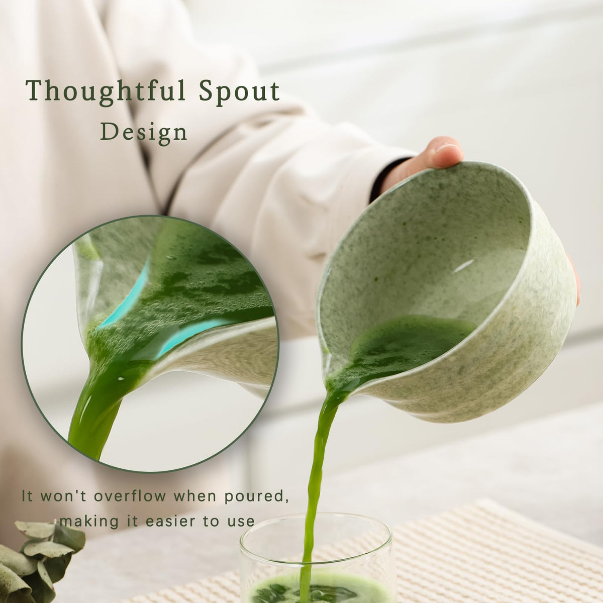 Ochcahser bamboo matcha whisk with 76 tines for rich froth and even blending.
