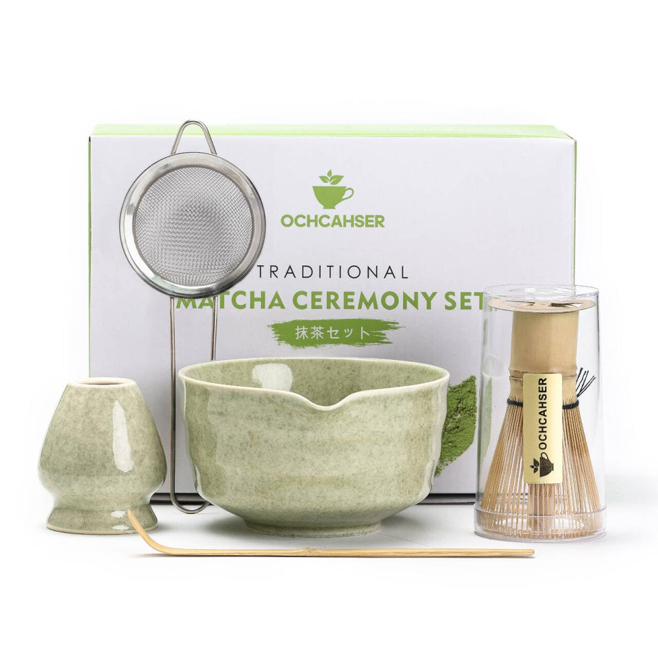 Ochcahser matcha bowl with spout for smooth, controlled pours during tea rituals.