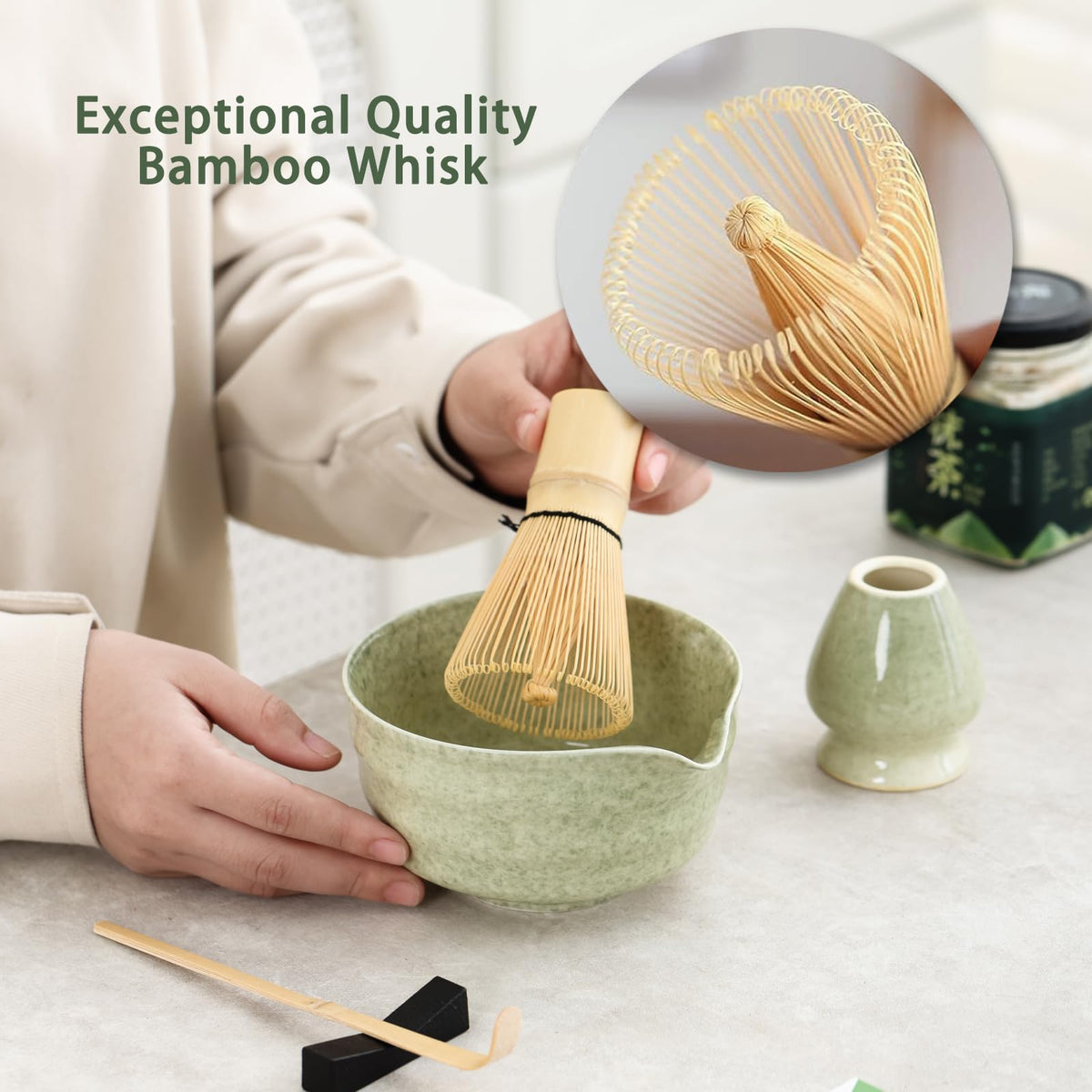 Ochcahser matcha whisk holder keeps tools organized and ready for daily tea routines.