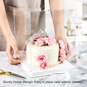 Ocmoiy cake box bottom base provides stable support for stored cakes.