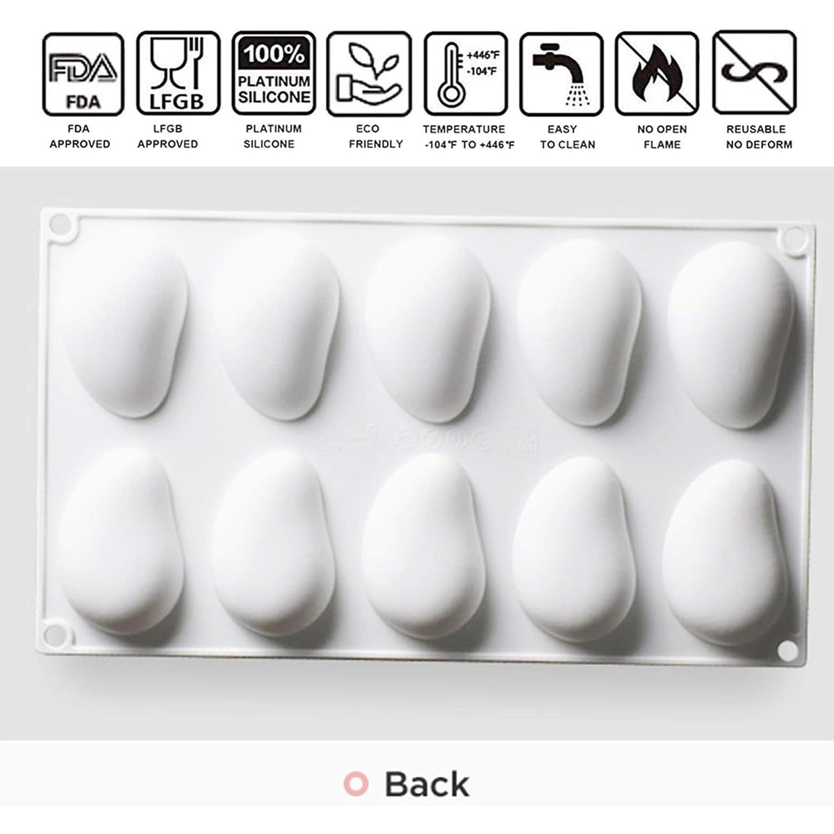 OCPO Kitchen mango silicone mold dishwasher-safe for easy cleanup.