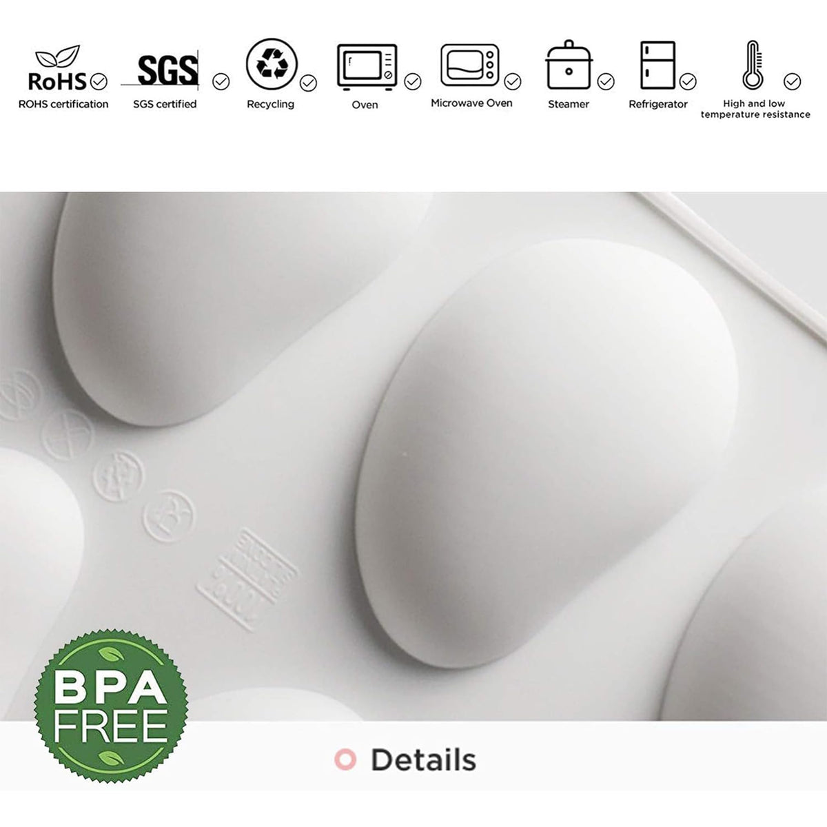 OCPO Kitchen mango silicone mold non-stick surface enables quick demolding.